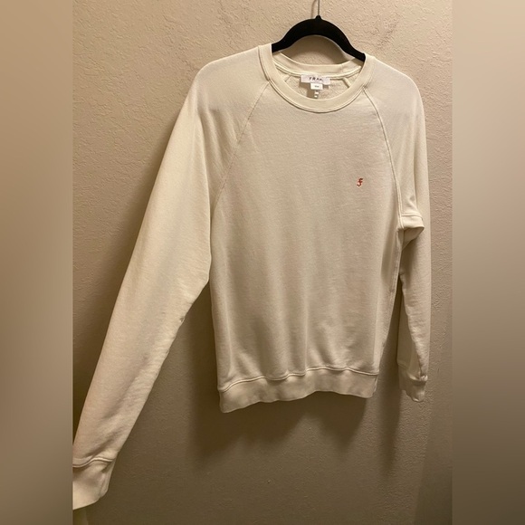 Frame Off White Slim Fit Crewneck Sweatshirt With Embroidered " F" Size Small - Picture 6 of 10